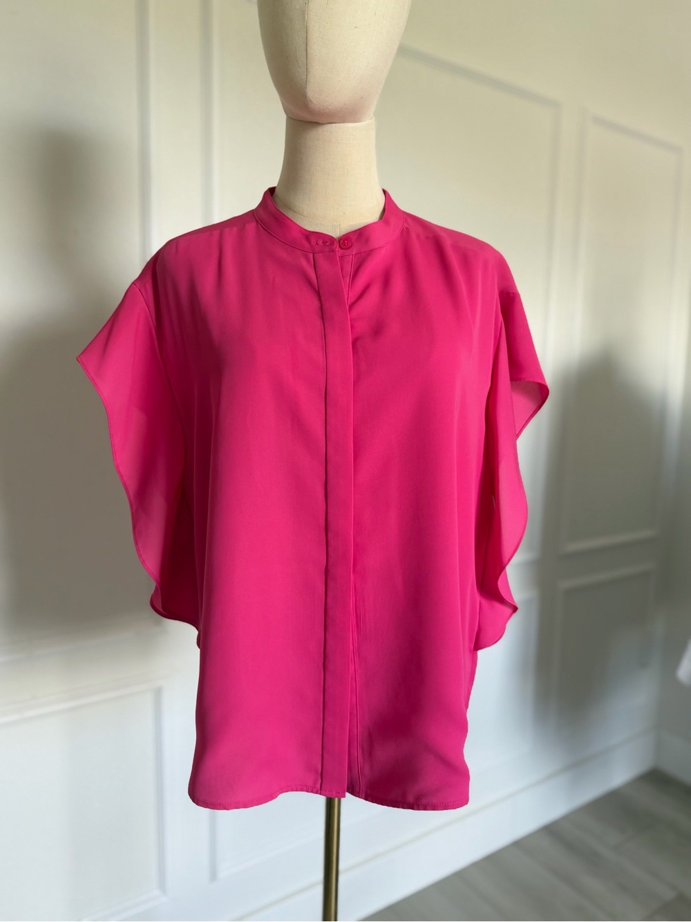 DKNY Hot Pink Flutter Sleeve Blouse